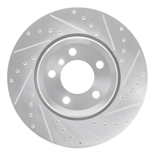 R1 02-05 BMW 760I Rear Right Drilled & Slotted Silver Brake Rotor