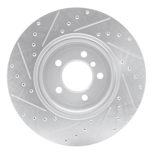 R1 02-05 BMW 760I Rear Right Drilled & Slotted Silver Brake Rotor