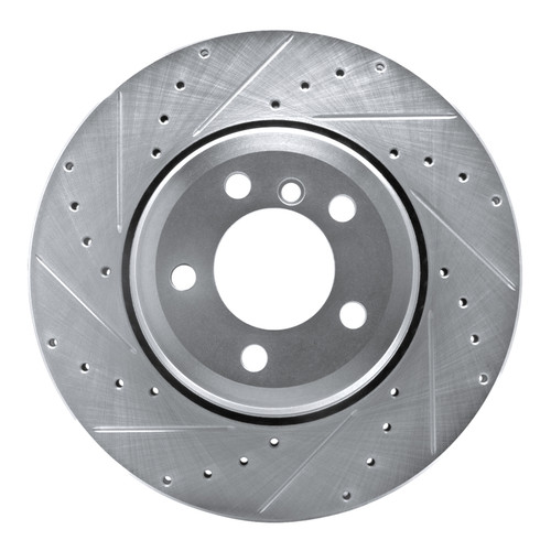R1 02-05 BMW 760LI Rear Left Drilled & Slotted Silver Brake Rotor