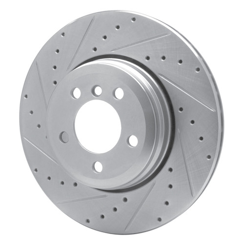 R1 02-05 BMW 760LI Rear Left Drilled & Slotted Silver Brake Rotor