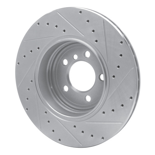 R1 02-05 BMW 760LI Rear Left Drilled & Slotted Silver Brake Rotor
