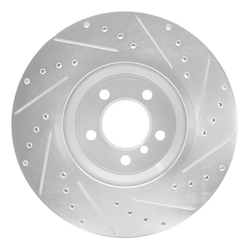 R1 02-08 BMW 745LI Front Left Drilled & Slotted Silver Brake Rotor