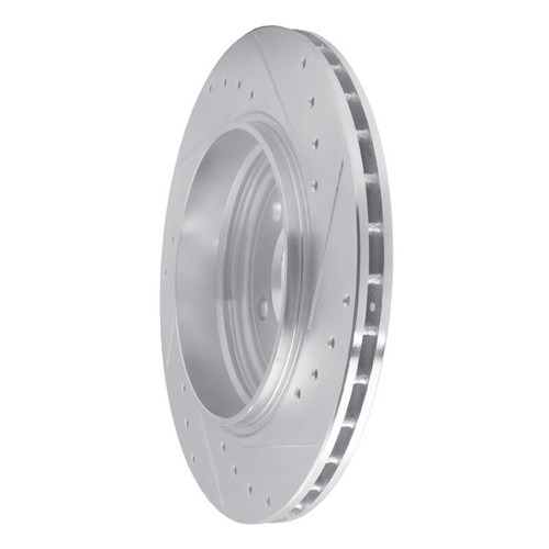 R1 01-06 BMW 330CI Rear Left Drilled & Slotted Silver Brake Rotor