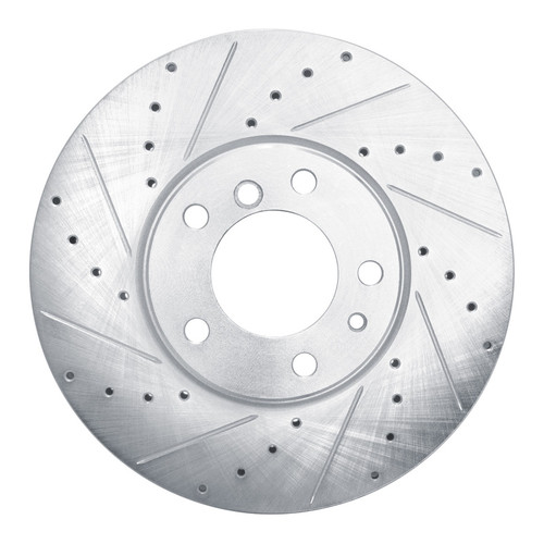 R1 00-03 BMW 540I Front Left Drilled & Slotted Silver Brake Rotor