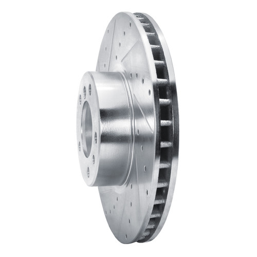 R1 00-03 BMW 540I Front Left Drilled & Slotted Silver Brake Rotor