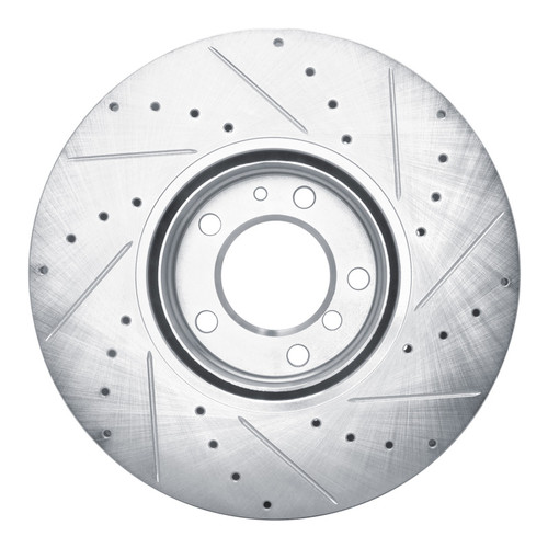 R1 00-03 BMW 540I Front Left Drilled & Slotted Silver Brake Rotor