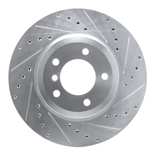 R1 01-08 BMW 330CI Front Right Drilled & Slotted Silver Brake Rotor