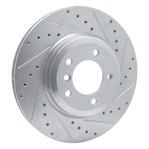 R1 01-08 BMW 330CI Front Right Drilled & Slotted Silver Brake Rotor