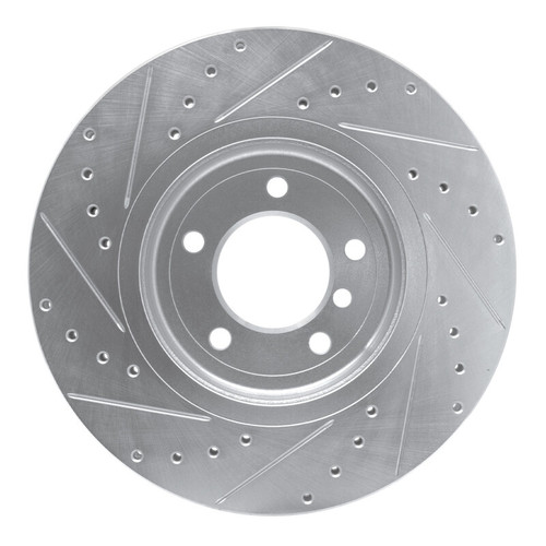 R1 01-08 BMW 330CI Front Right Drilled & Slotted Silver Brake Rotor