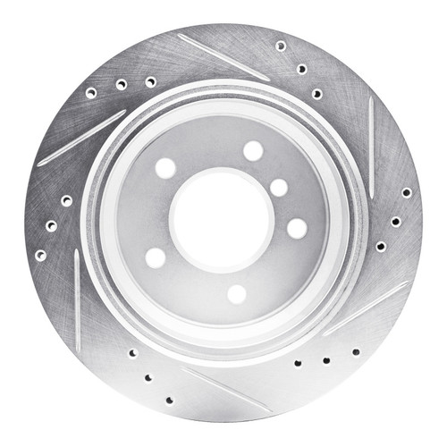 R1 96-03 BMW 530I Rear Left Drilled & Slotted Silver Brake Rotor