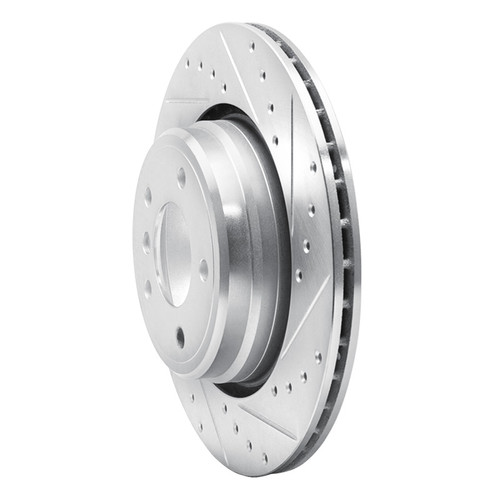 R1 95-03 BMW 750IL Rear Right Drilled & Slotted Silver Brake Rotor