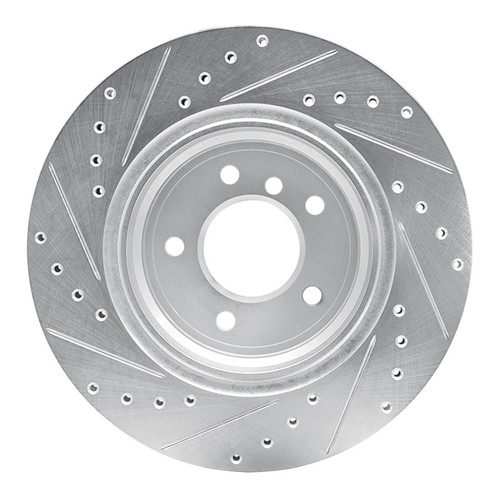 R1 95-03 BMW 750IL Rear Right Drilled & Slotted Silver Brake Rotor