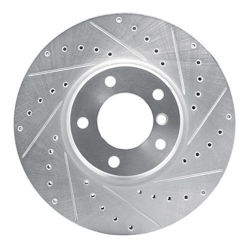 R1 95-01 BMW 750IL Front Right Drilled & Slotted Silver Brake Rotor