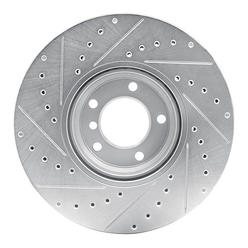 R1 95-01 BMW 750IL Front Right Drilled & Slotted Silver Brake Rotor