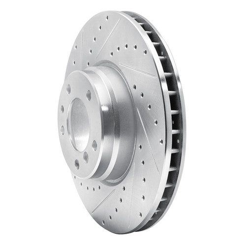 R1 95-01 BMW 750IL Front Left Drilled & Slotted Silver Brake Rotor