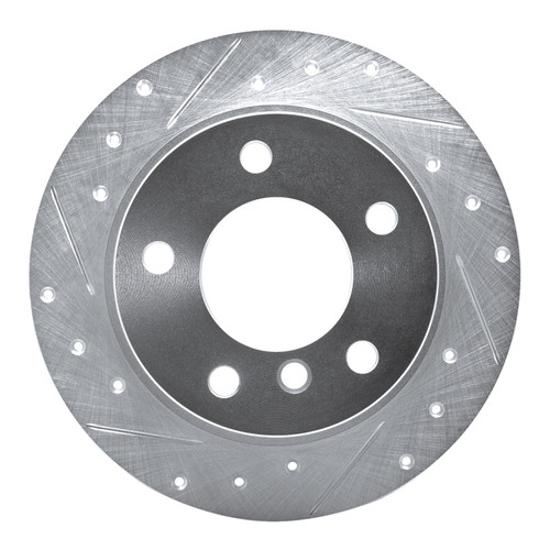 R1 95-99 BMW 318TI Rear Left Drilled & Slotted Silver Brake Rotor