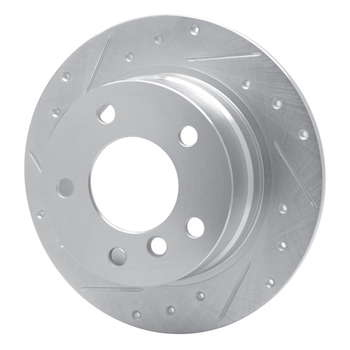 R1 95-99 BMW 318TI Rear Left Drilled & Slotted Silver Brake Rotor