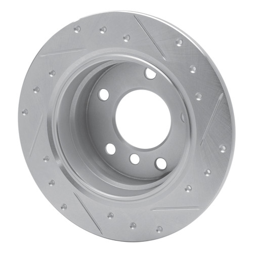 R1 95-99 BMW 318TI Rear Left Drilled & Slotted Silver Brake Rotor