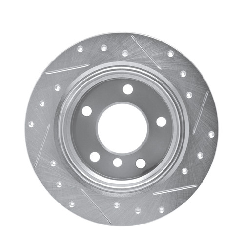 R1 95-99 BMW 318TI Rear Left Drilled & Slotted Silver Brake Rotor