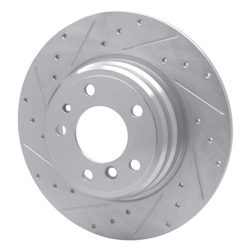 R1 91-01 BMW 850CSI Rear Left Drilled & Slotted Silver Brake Rotor