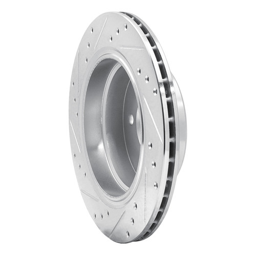 R1 88-94 BMW 750IL Rear Right Drilled & Slotted Silver Brake Rotor