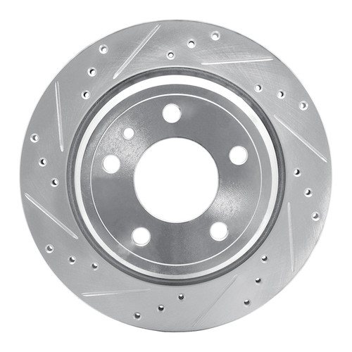 R1 88-94 BMW 740I Rear Left Drilled & Slotted Silver Brake Rotor