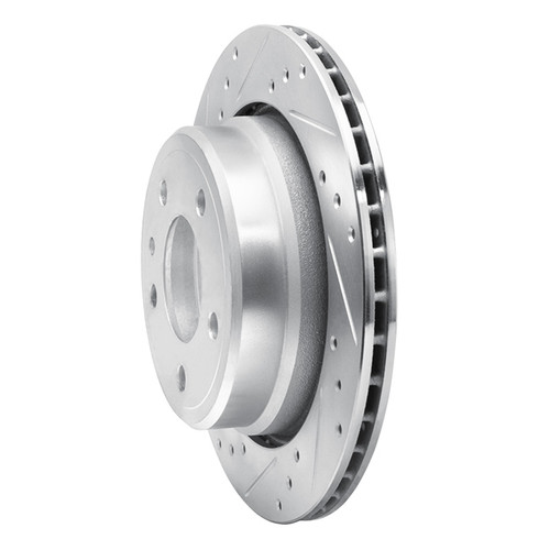 R1 88-94 BMW 740I Rear Left Drilled & Slotted Silver Brake Rotor