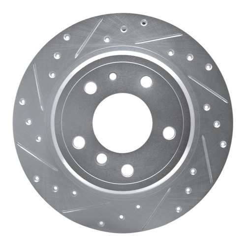 R1 89-95 BMW 535I Rear Left Drilled & Slotted Silver Brake Rotor