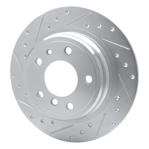 R1 89-95 BMW 535I Rear Left Drilled & Slotted Silver Brake Rotor