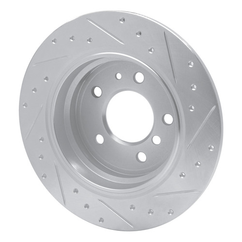 R1 89-95 BMW 535I Rear Left Drilled & Slotted Silver Brake Rotor