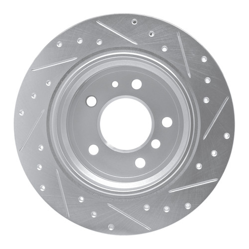 R1 89-95 BMW 535I Rear Left Drilled & Slotted Silver Brake Rotor
