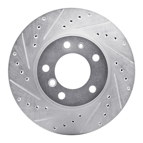 R1 87-95 BMW 735IL Front Left Drilled & Slotted Silver Brake Rotor