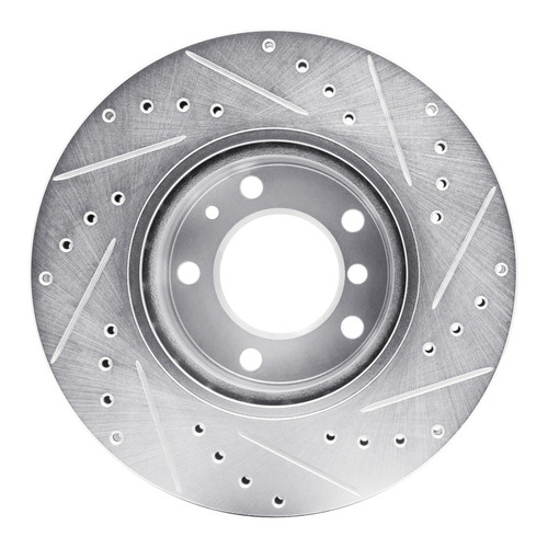 R1 87-95 BMW 735IL Front Left Drilled & Slotted Silver Brake Rotor