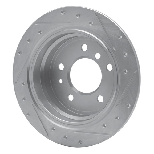 R1 81-86 BMW 733I Rear Left Drilled & Slotted Silver Brake Rotor