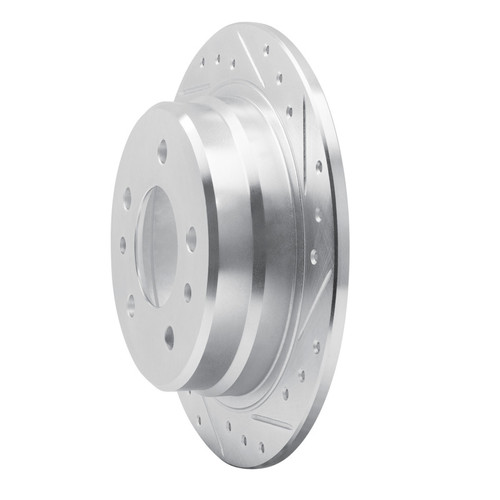 R1 82-89 BMW 528E Rear Right Drilled & Slotted Silver Brake Rotor