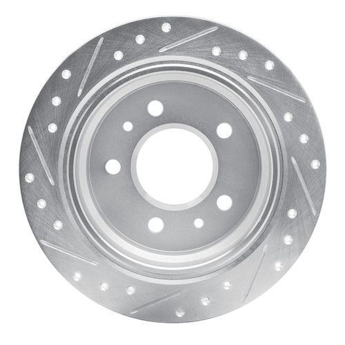 R1 82-89 BMW 528E Rear Right Drilled & Slotted Silver Brake Rotor