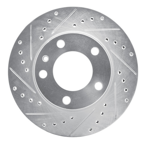 R1 82-89 BMW 535I Front Left Drilled & Slotted Silver Brake Rotor