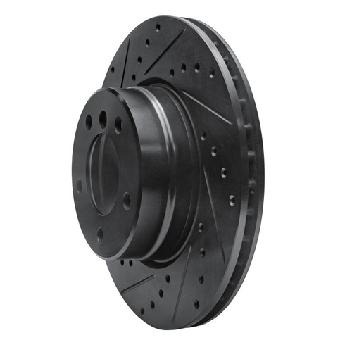 R1 04-10 BMW 525i (Mexico) Front Left Drilled & Slotted Black Brake Rotor