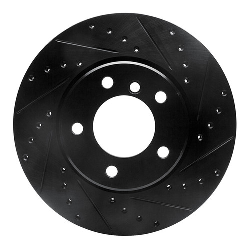 R1 04-10 BMW 525i (Mexico) Front Right Drilled & Slotted Black Brake Rotor