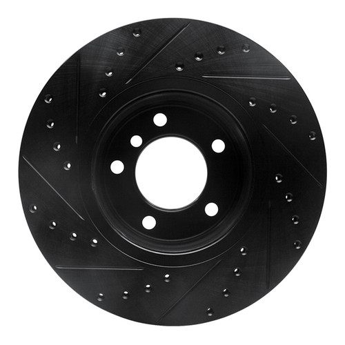R1 04-10 BMW 525i (Mexico) Front Right Drilled & Slotted Black Brake Rotor