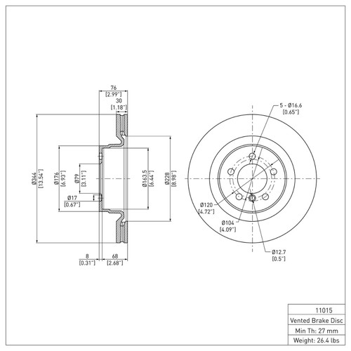 R1 06-09 Land Rover Range Rover Front Brake Rotor