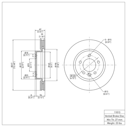 R1 05-07 Land Rover LR3 Front Brake Rotor