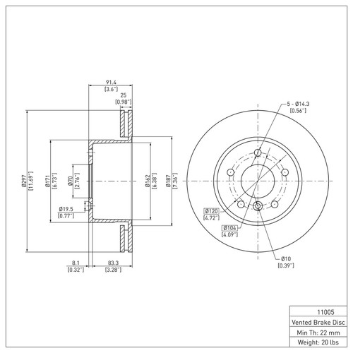 R1 99-04 Land Rover Discovery Front Brake Rotor