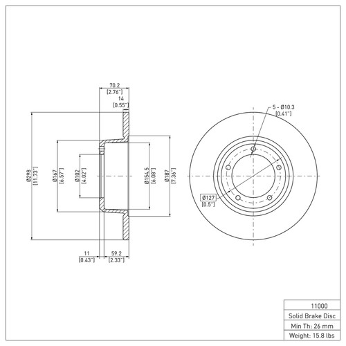 R1 74-99 Land Rover Discovery Front Brake Rotor