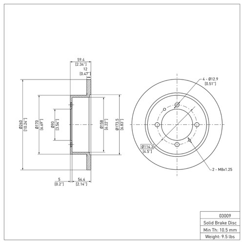 R1 94-98 Hyundai Sonata Rear Brake Rotor