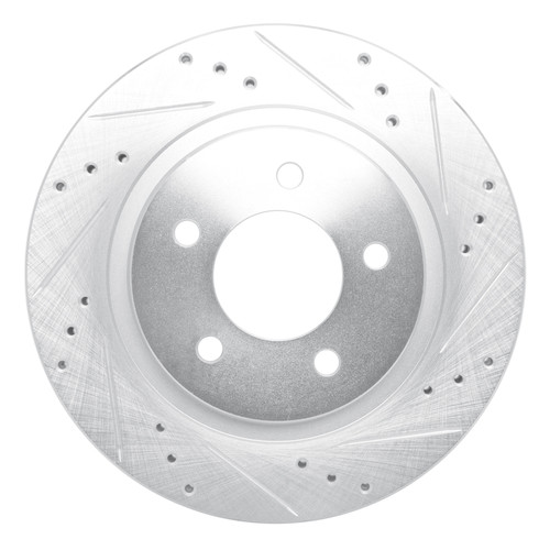 R1 98-04 Chrysler 300M Front Right Drilled & Slotted Silver Brake Rotor