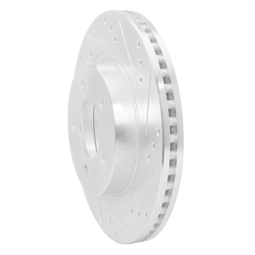 R1 98-04 Chrysler 300M Front Right Drilled & Slotted Silver Brake Rotor