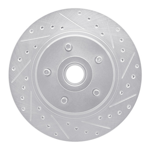 R1 76-81 Chrysler Newport Front Right Drilled & Slotted Silver Brake Rotor