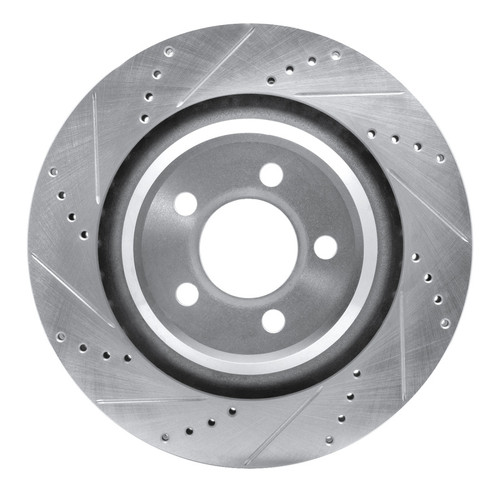 R1 05-23 Chrysler 300 Rear Left Drilled & Slotted Silver Brake Rotor