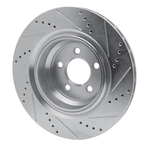 R1 05-23 Chrysler 300 Rear Left Drilled & Slotted Silver Brake Rotor